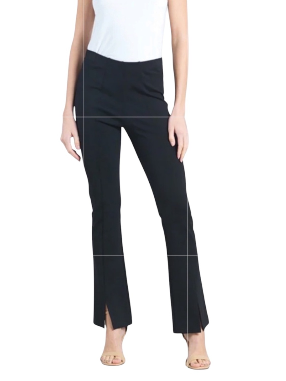 Clara Sun Woo Ponte Knit Black Kick Front Slit Pull On Pants $109. Excellent XS - Picture 2 of 14